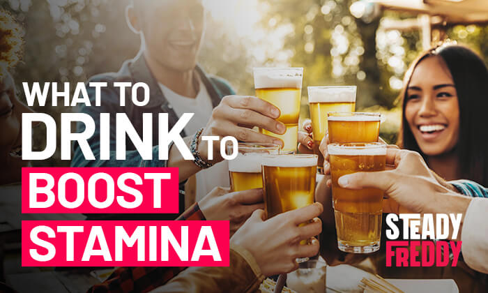 A group of young men and women cheering with the beer and what to drink to last longer in bed is the last thing on their minds.